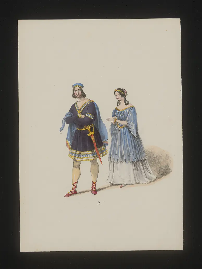 Cymbeline, Titel der Serie: Neue Costume-Sammlung verschiedener Zeiten und Nationen, Titel in Vorlageform: Die KInder Cymbelins