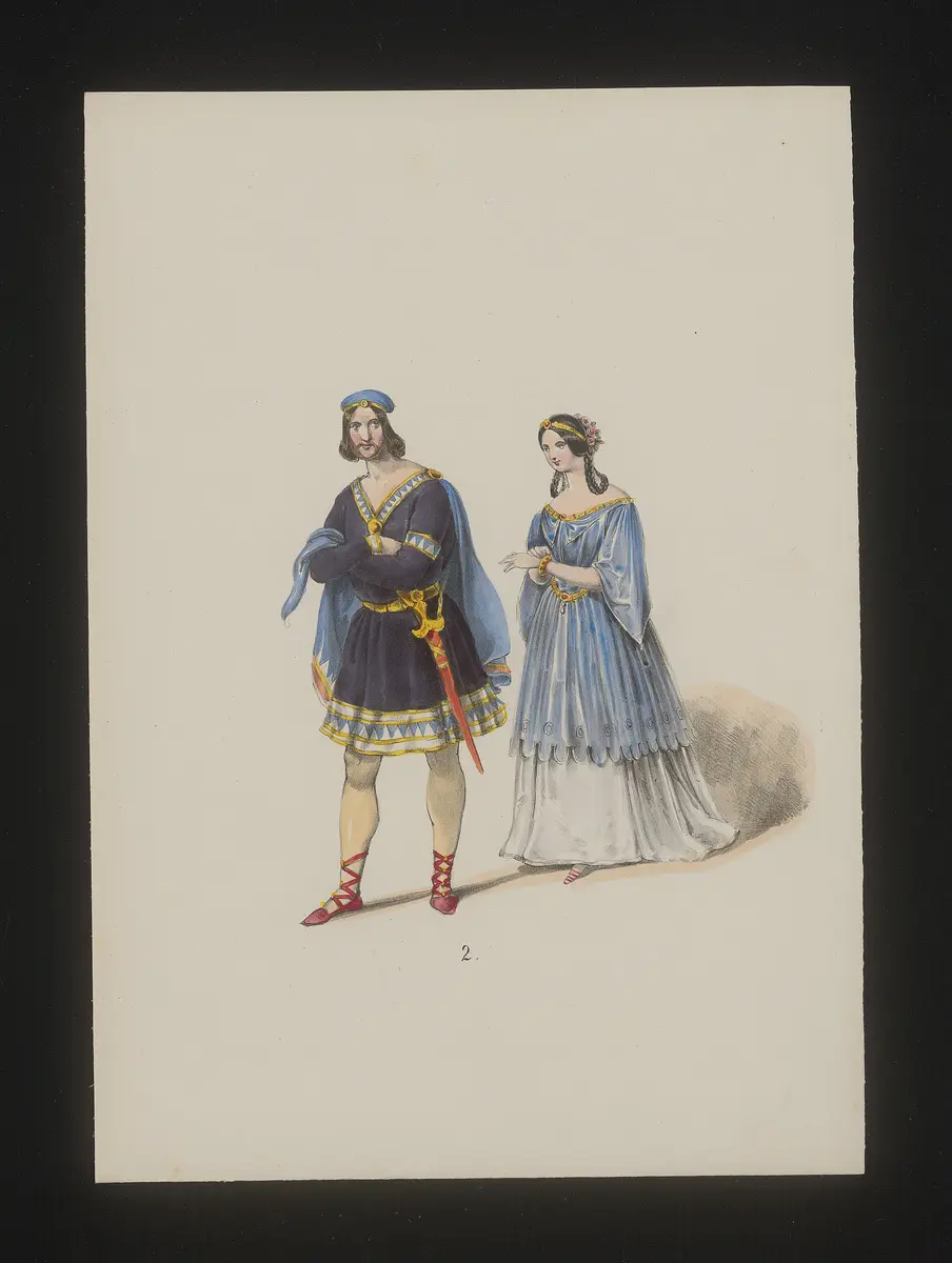 Cymbeline, Titel der Serie: Neue Costume-Sammlung verschiedener Zeiten und Nationen, Titel in Vorlageform: Die KInder Cymbelins