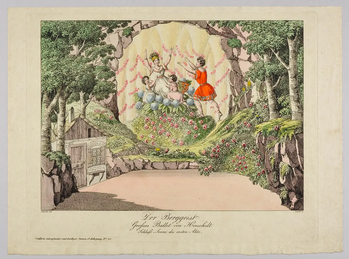 Der Berggeist, Titel der Serie: Gallerie interessanter und drolliger Scenen, Name der Zeitschrift: Wiener Theaterzeitung