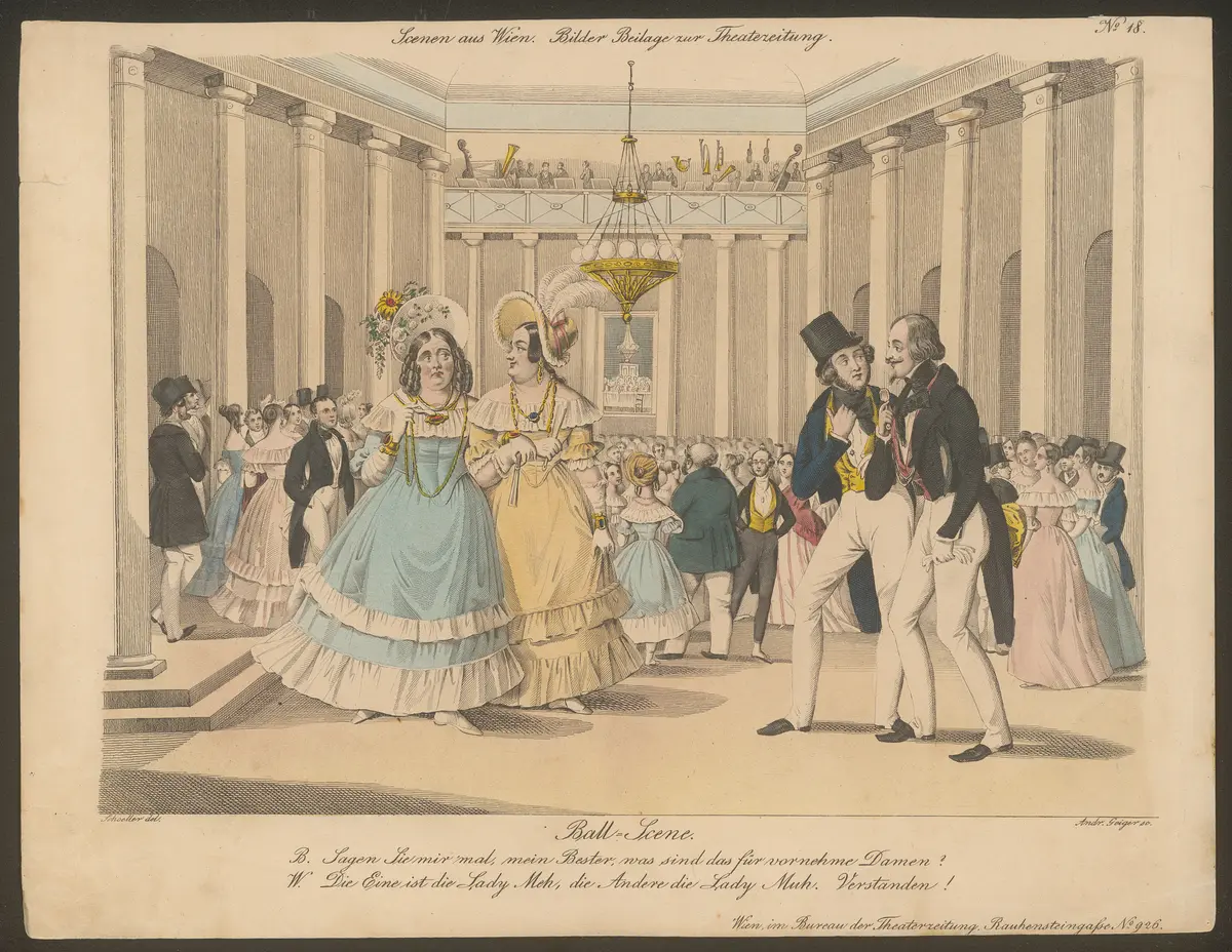 Ball-Scene., Titel der Serie: Wiener Scene, Name der Zeitschrift: Wiener Theaterzeitung