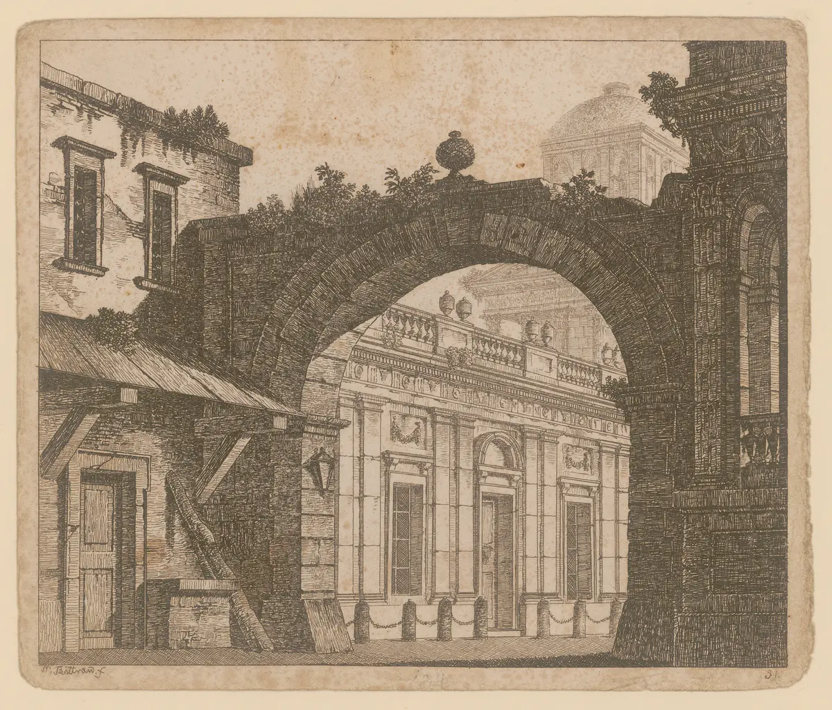 ohne Titel, Titel der Serie: Theaterdecorationen nach den Originalskitzen des k.k. Hoftheatermahlers Joseph Platzer radirt und verlegt von Norbert Bittner