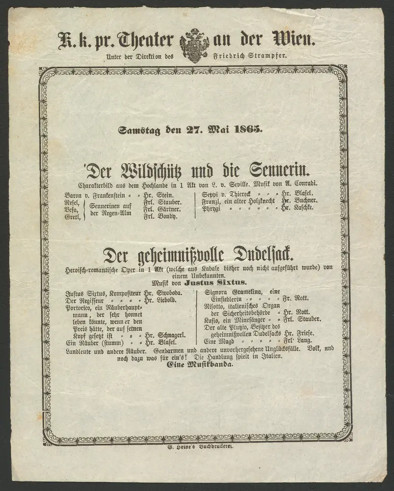 Der Wildschütz und die Sennerin, Der geheimnißvolle Dudelsack, Der geheimnisvolle Dudelsack