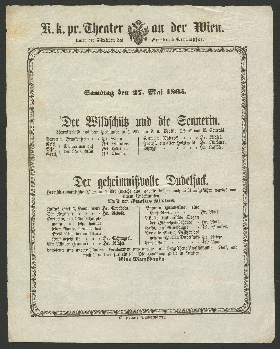 Der Wildschütz und die Sennerin, Der geheimnißvolle Dudelsack, Der geheimnisvolle Dudelsack