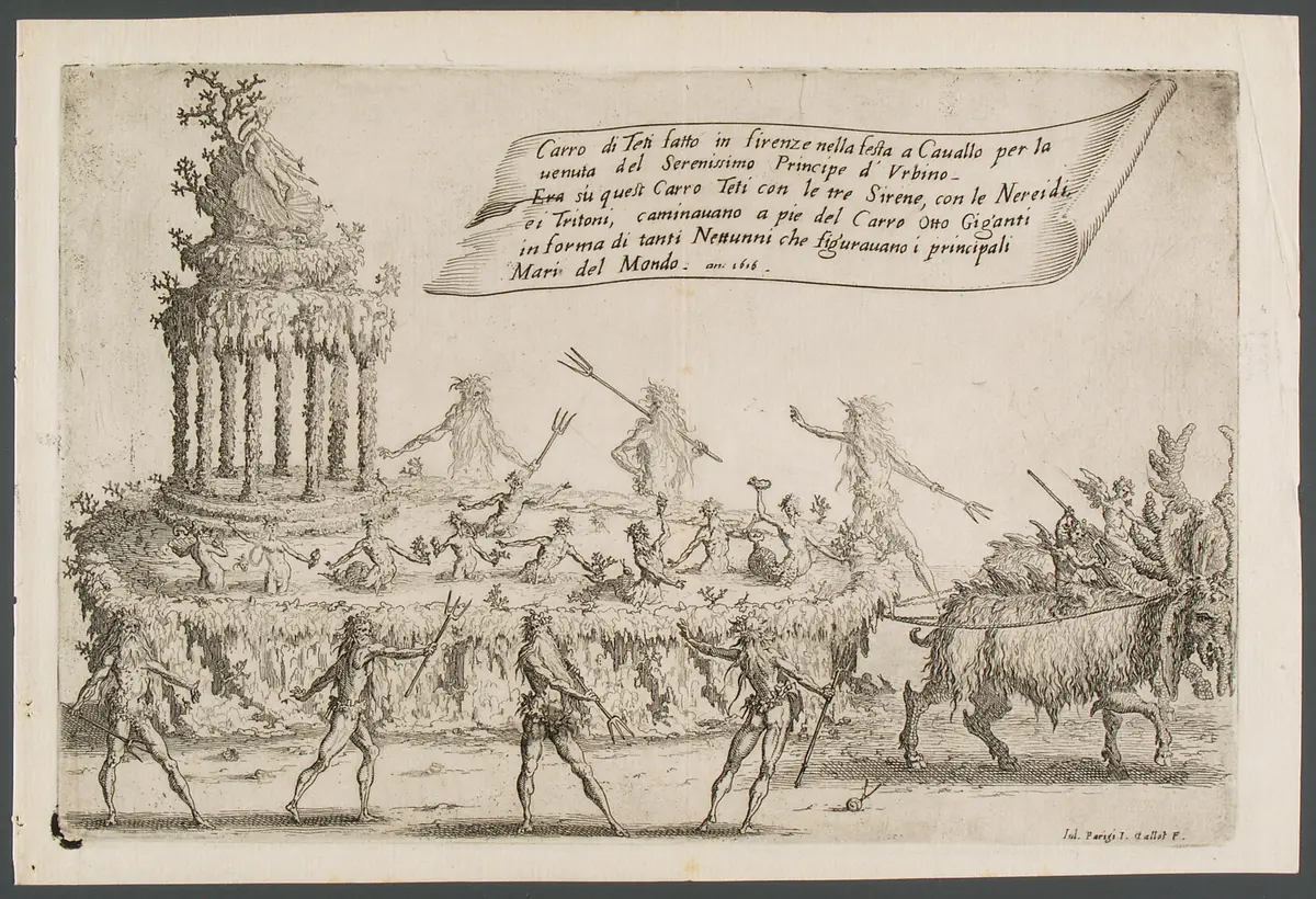 Guerra di bellezza, Titel in Vorlageform: Guerra di bellezza. Festa a cavallo fatta in Firenze per la venuta del Serenissimo Principe d'Urbino. L'Ottobre del 1616.