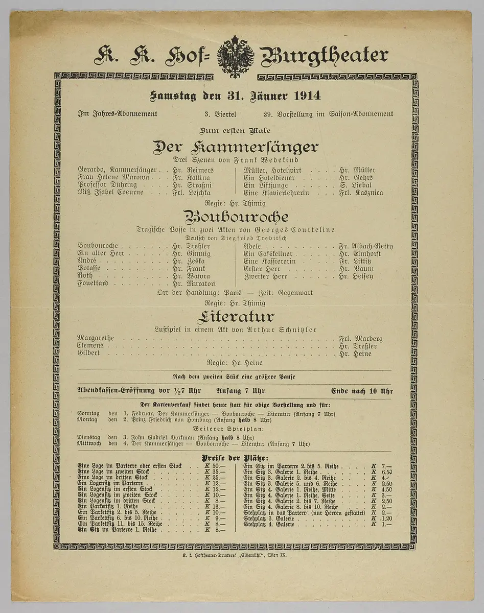 Der Kammersänger, Boubouroche, Literatur