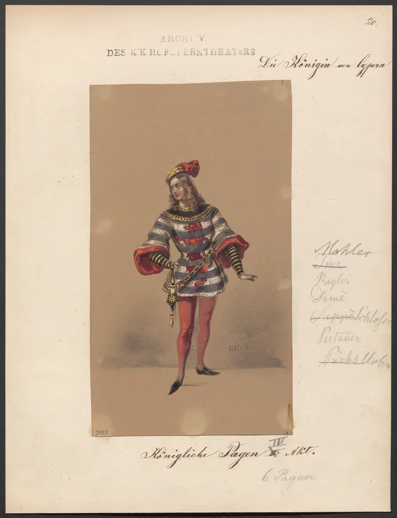 Die Königin von Cypern, Originaltitel: La reine de Chypre, Titel der Serie: Figurinen des k.k. Hofoperntheaters