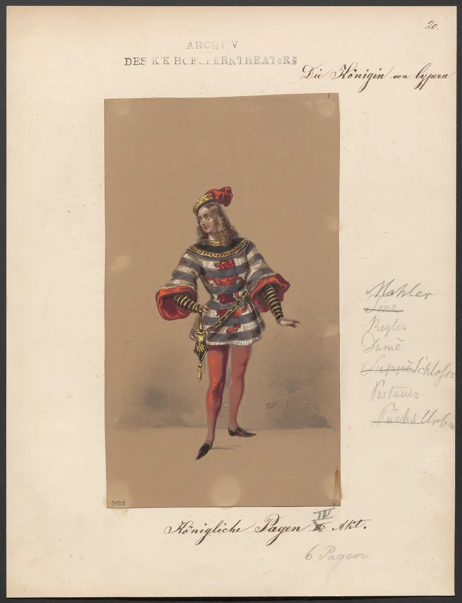 Die Königin von Cypern, Originaltitel: La reine de Chypre, Titel der Serie: Figurinen des k.k. Hofoperntheaters