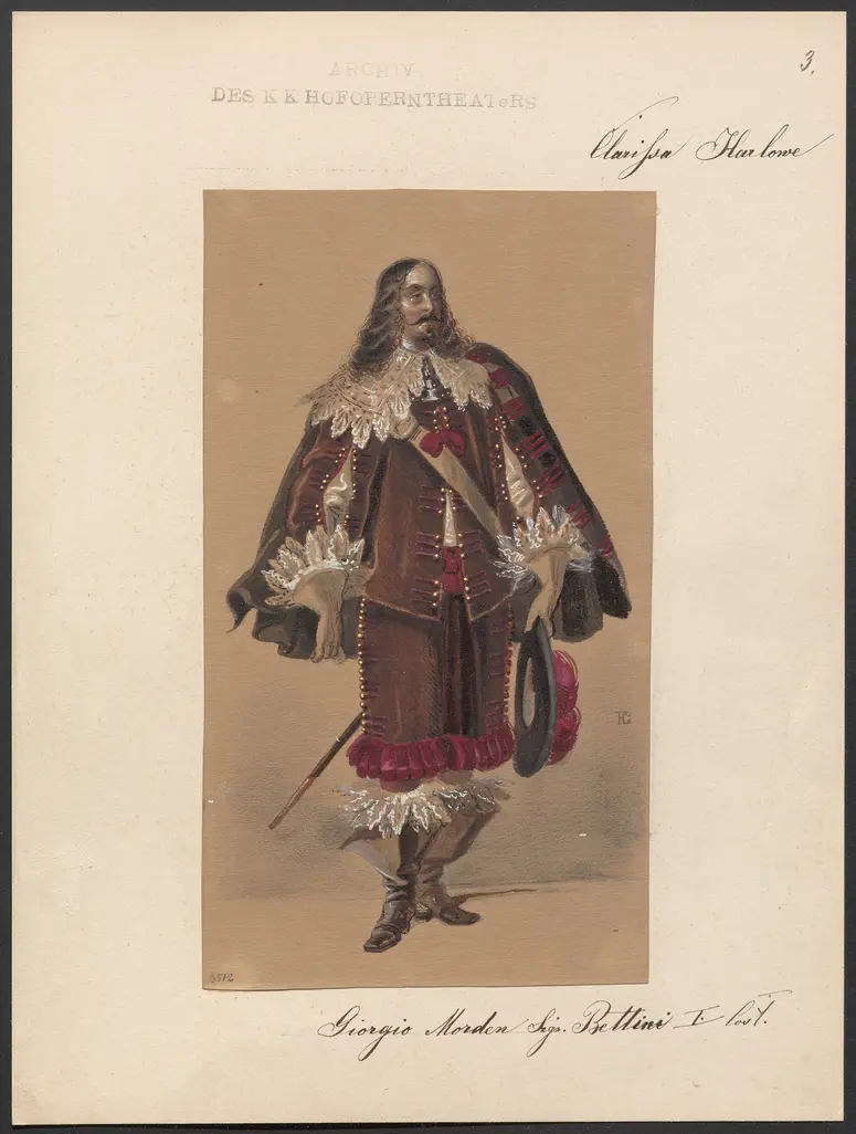 Clarissa Harlowe, Titel der Serie: Figurinen des k.k. Hofoperntheaters