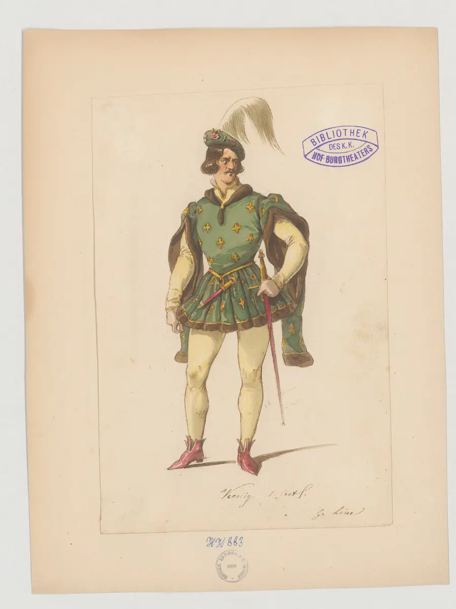 König und Bauer, Titel der Serie: Figurinen des k.k. Hof-Burgtheaters