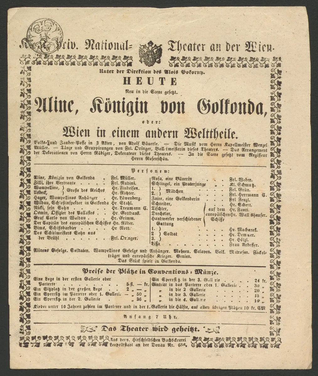 Aline, Königin von Golkonda, oder Wien in einem andern Welttheile