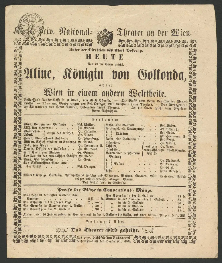 Aline, Königin von Golkonda, oder Wien in einem andern Welttheile