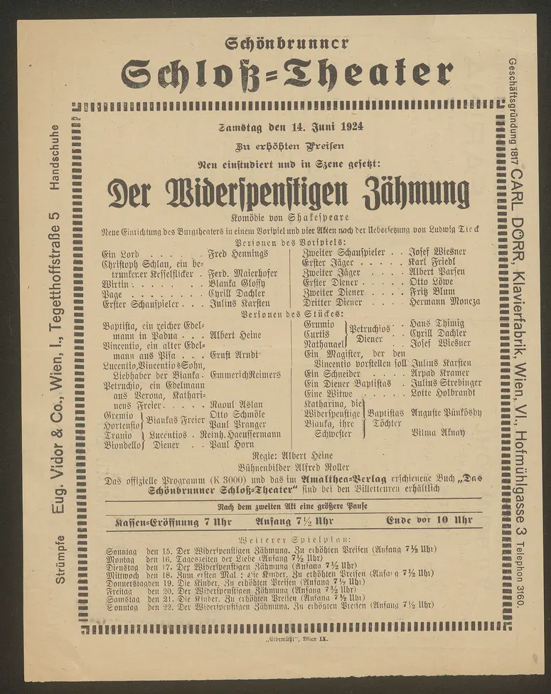 Der Widerspenstigen Zähmung, Alternativtitel: Der Widerspänstigen Zähmung
