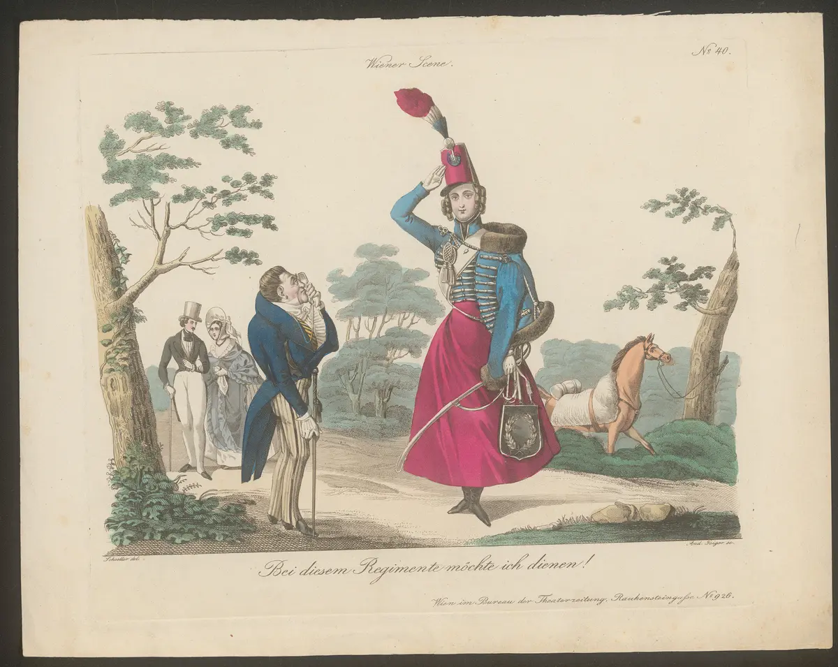 Bei diesem Regimente möchte ich dienen!, Titel der Serie: Wiener Scene, Name der Zeitschrift: Wiener Theaterzeitung