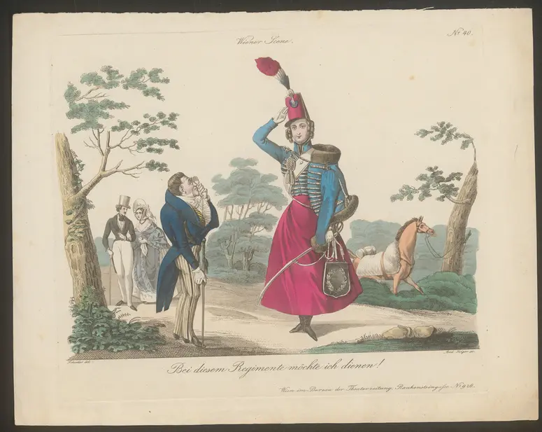 Bei diesem Regimente möchte ich dienen!, Titel der Serie: Wiener Scene, Name der Zeitschrift: Wiener Theaterzeitung