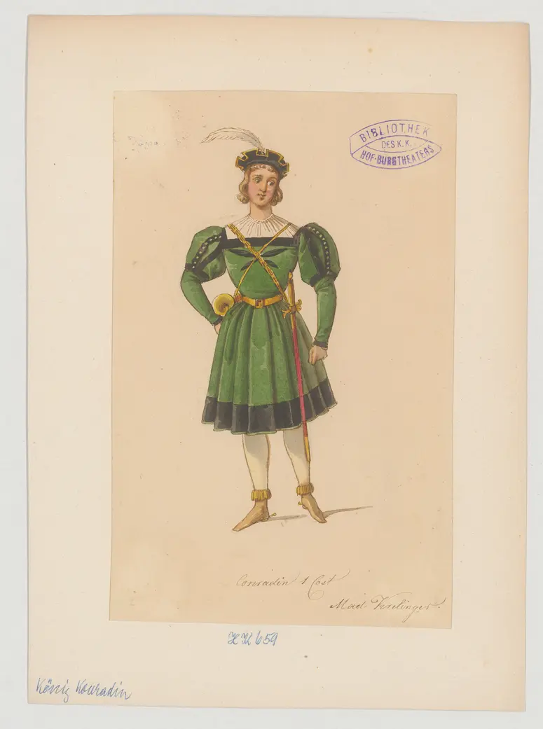 König Konradin, Titel der Serie: Figurinen des k.k. Hof-Burgtheaters