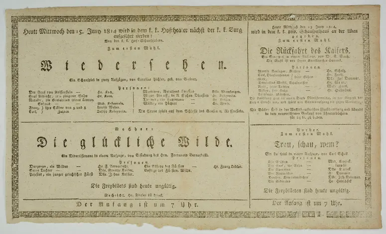 Wiedersehen, Die glückliche Wilde, Die Rückfahrt des Kaisers, Trau, schau, wem?