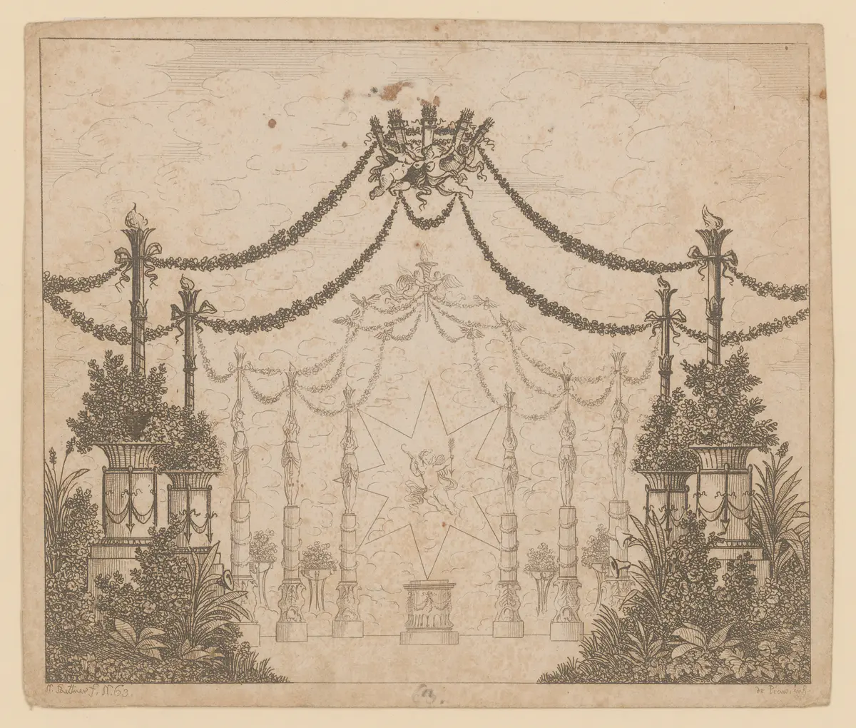 Der Zauberschlaf, Titel der Serie: Theaterdecorationen nach den Original Skitzen des k.k. Hof Theater Mahlers Anton de Pian, gestochen und verlegt von Norbert Bittner.