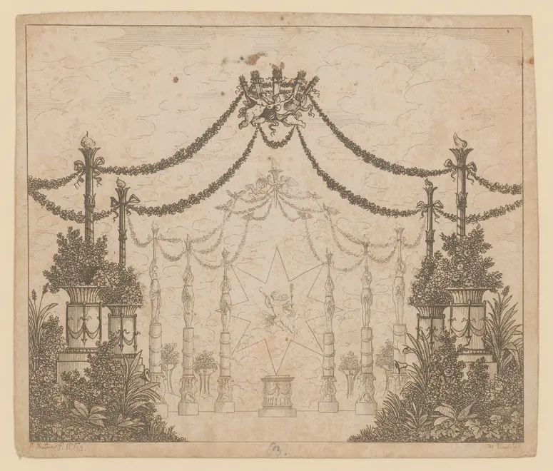 Der Zauberschlaf, Titel der Serie: Theaterdecorationen nach den Original Skitzen des k.k. Hof Theater Mahlers Anton de Pian, gestochen und verlegt von Norbert Bittner.