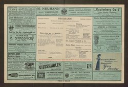 Kabarett Fledermaus, Titel in Vorlageform: Fledermaus Theater und Cabaret, Verweis auf Stücktitel: Zieh dich an - Amélie!, Verweis auf Stücktitel: Elektra, Verweis auf Stücktitel: Goethe