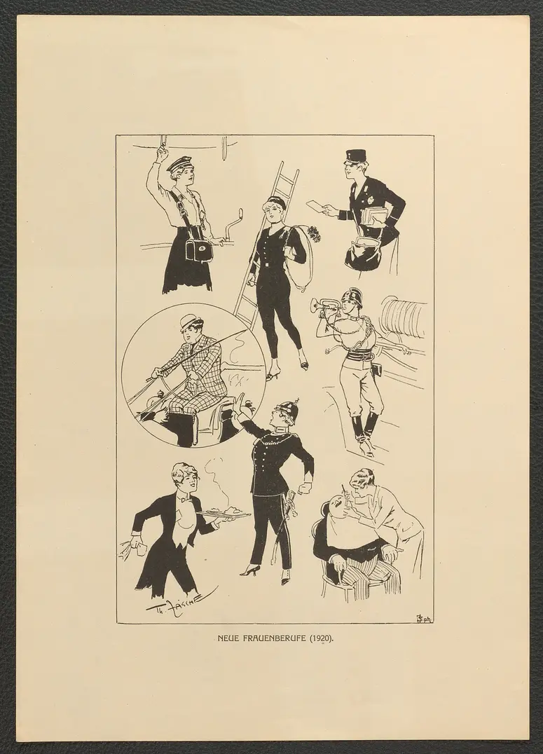 Neue Frauenberufe. (1920), Titel der Serie: Theo Zasche's Lachendes Wien