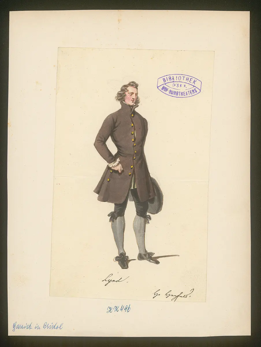 Garrick in Bristol, Titel der Serie: Figurinen des k.k. Hof-Burgtheaters