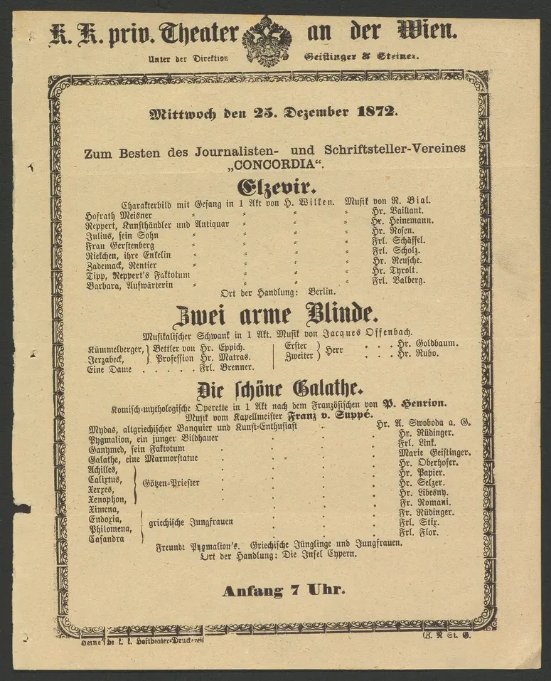 Elzevir, Zwei arme Blinde, Die schöne Galathe, Die schöne Galathée