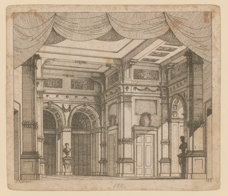 ohne Titel, Titel der Serie: Theaterdecorationen nach den Originalskitzen des k.k. Hoftheatermahlers Joseph Platzer radirt und verlegt von Norbert Bittner