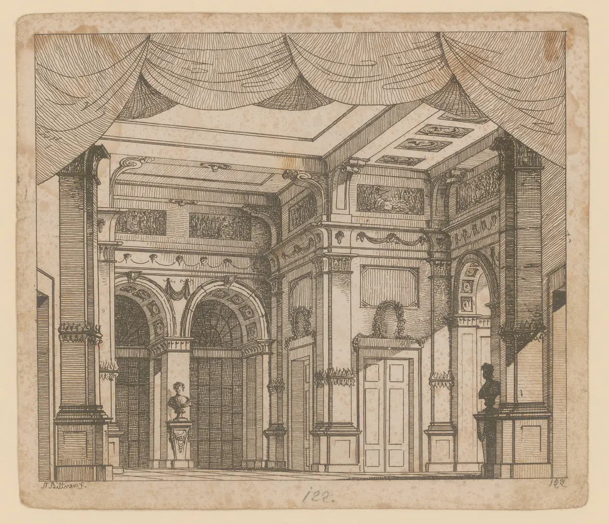 ohne Titel, Titel der Serie: Theaterdecorationen nach den Originalskitzen des k.k. Hoftheatermahlers Joseph Platzer radirt und verlegt von Norbert Bittner