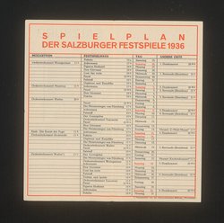 Salzburger Festspiele 1936, Titel in Vorlageform: Salzburg Festival 1936, Verweis auf Stücktitel: Cosi fan tutte, Verweis auf Stücktitel: Der Corregidor, Verweis auf Stücktitel: Don Giovanni, Verweis auf Stücktitel: Falstaff, Verweis auf Stücktitel: Fidelio, Verweis auf Stücktitel: Figaros Hochzeit, Verweis auf Stücktitel: Die Meistersinger von Nürnberg, Verweis auf Stücktitel: Orpheus und Eurydike, Verweis auf Stücktitel: Tristan und Isolde, Verweis auf Stücktitel: Jedermann, Verweis auf Stücktitel: Faust