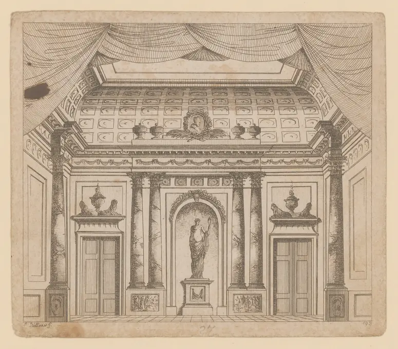 ohne Titel, Titel der Serie: Theaterdecorationen nach den Originalskitzen des k.k. Hoftheatermahlers Joseph Platzer radirt und verlegt von Norbert Bittner
