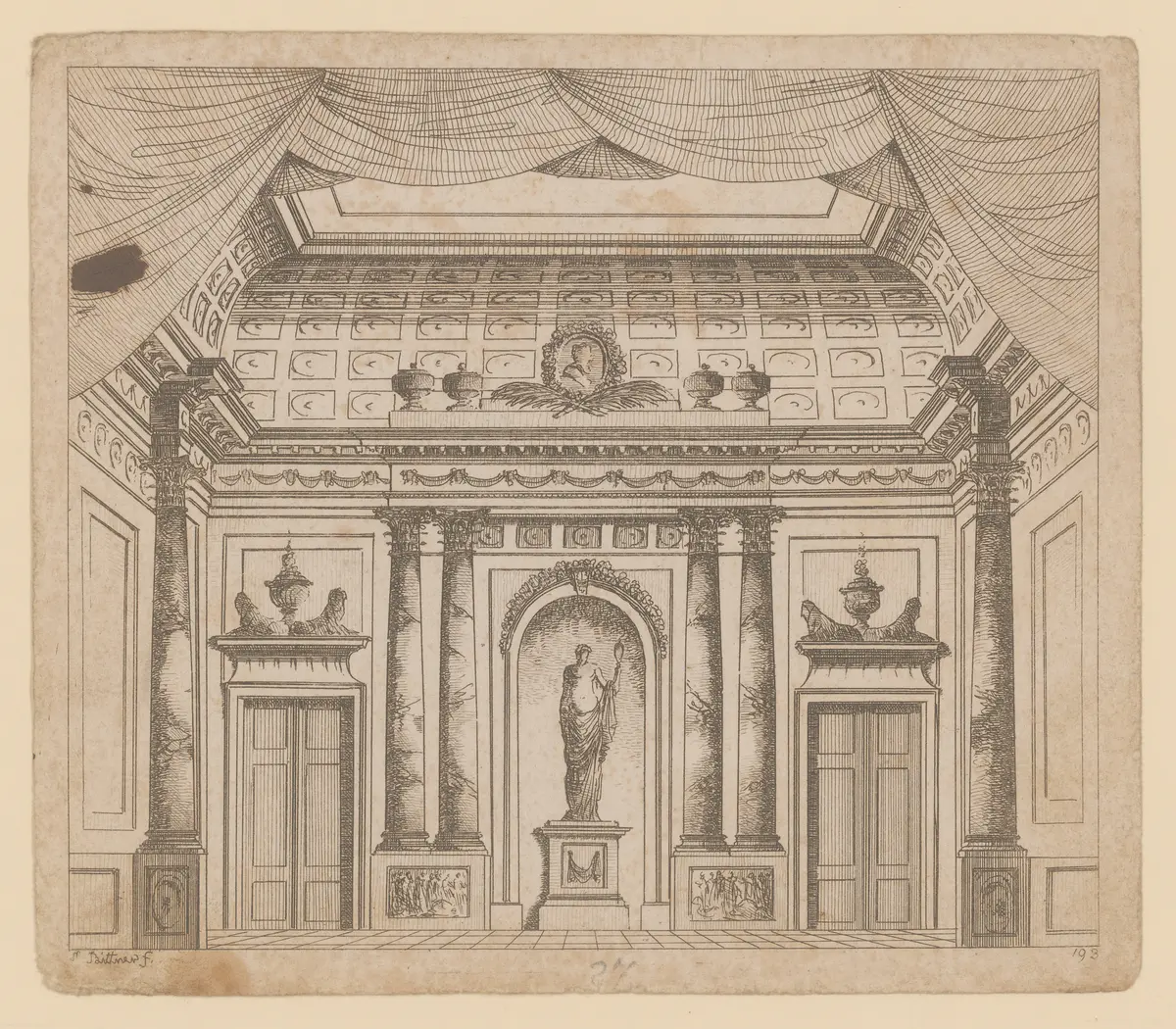 ohne Titel, Titel der Serie: Theaterdecorationen nach den Originalskitzen des k.k. Hoftheatermahlers Joseph Platzer radirt und verlegt von Norbert Bittner