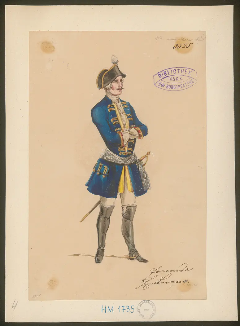 Wie man Häuser baut, Titel der Serie: Figurinen des k.k. Hof-Burgtheaters