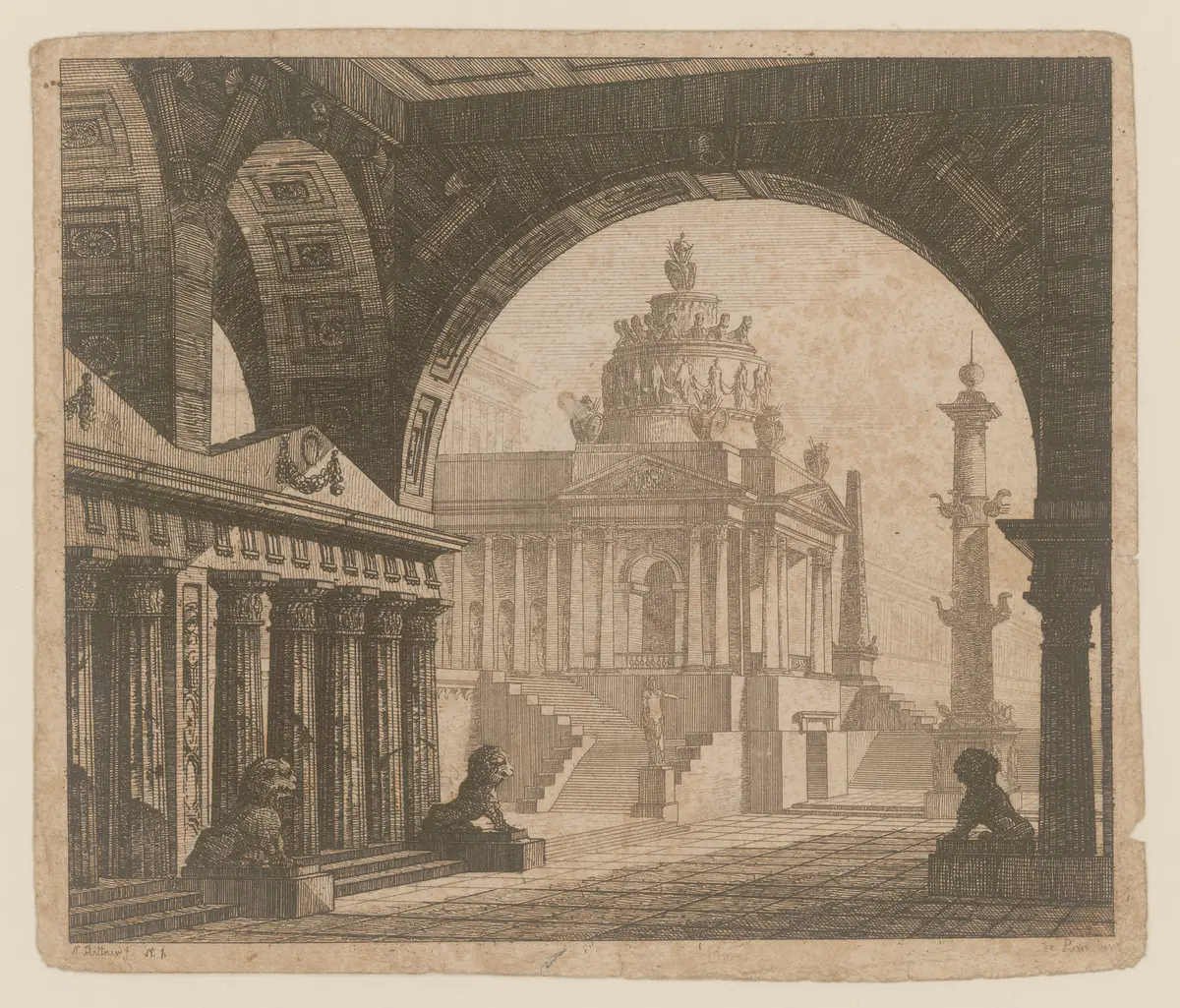 Quinto Fabio, Titel der Serie: Theaterdecorationen nach den Original Skitzen des k.k. Hof Theater Mahlers Anton de Pian, gestochen und verlegt von Norbert Bittner.