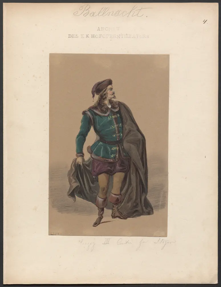 Die Ballnacht, Alternativtitel: Gustav, oder Der Maskenball, Originaltitel: Gustave III., ou Le bal masqué, Titel der Serie: Figurinen des k.k. Hofoperntheaters