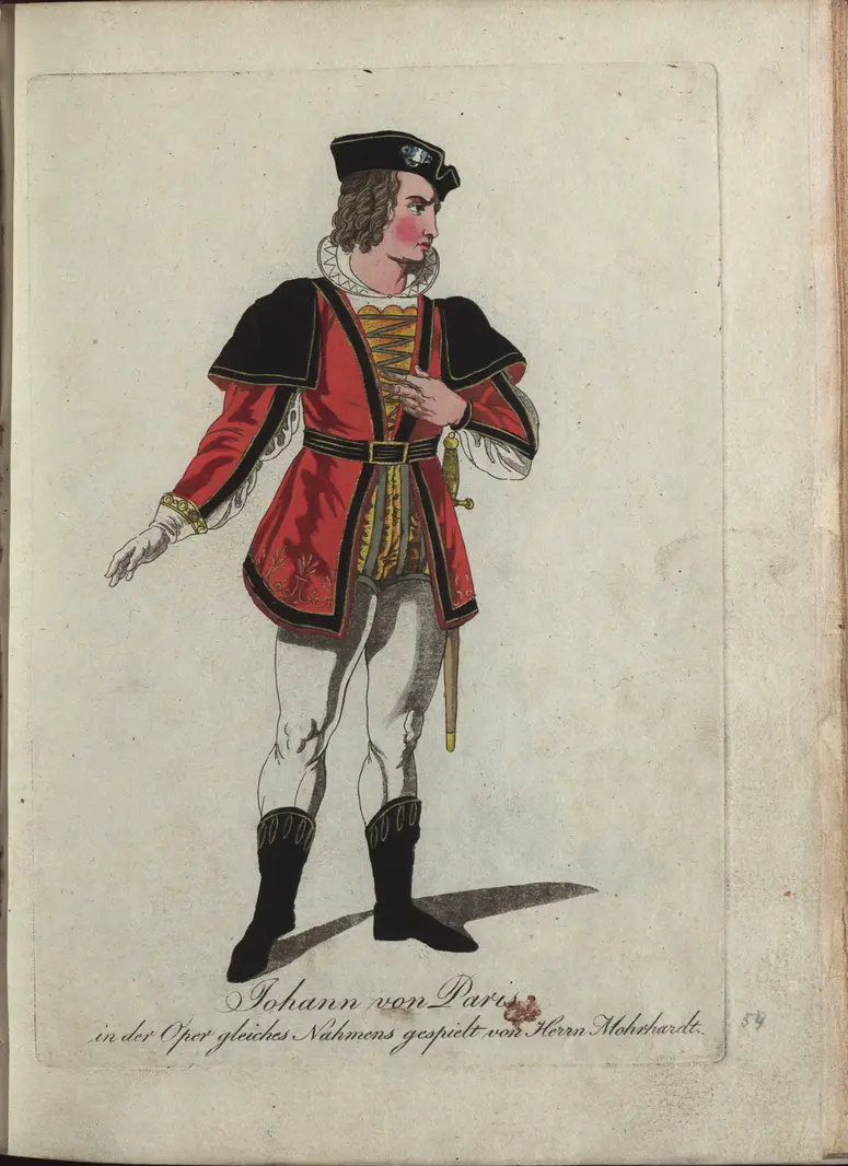 Johann von Paris, Titel der Serie: Auswahl schöner Costumes für Theater- und Ball-Anzüge