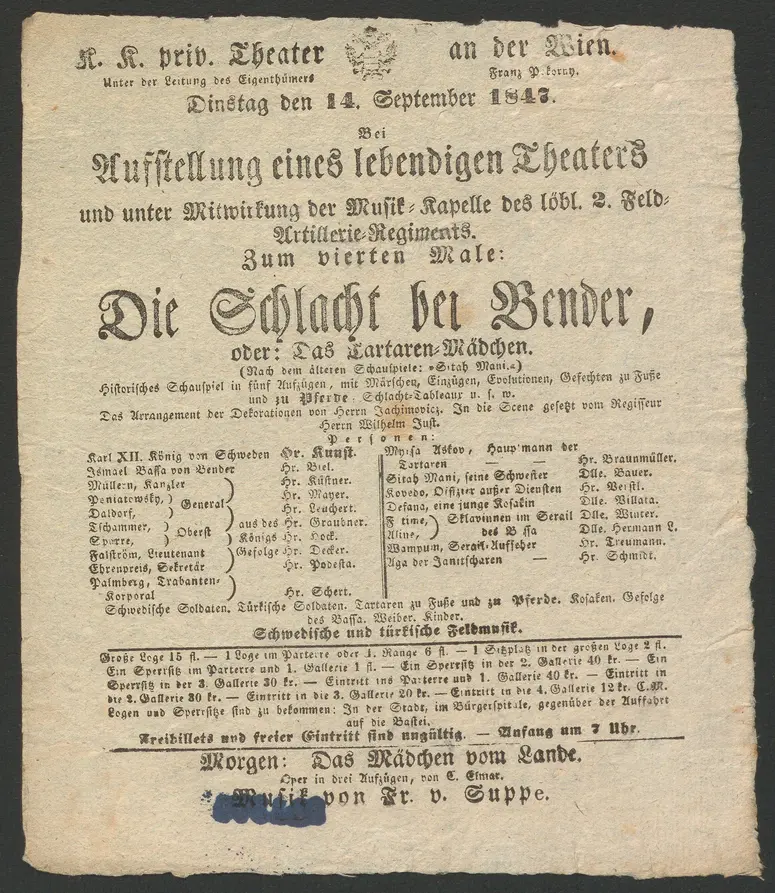 Die Schlacht bei Bender, oder Das Tartaren-Mädchen