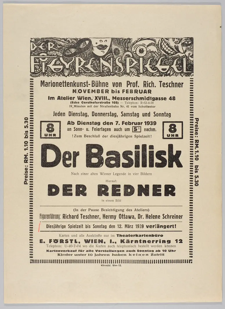 Der Figurenspiegel, Verweis auf Stücktitel: Der Basilisk, Verweis auf Stücktitel: Der Redner