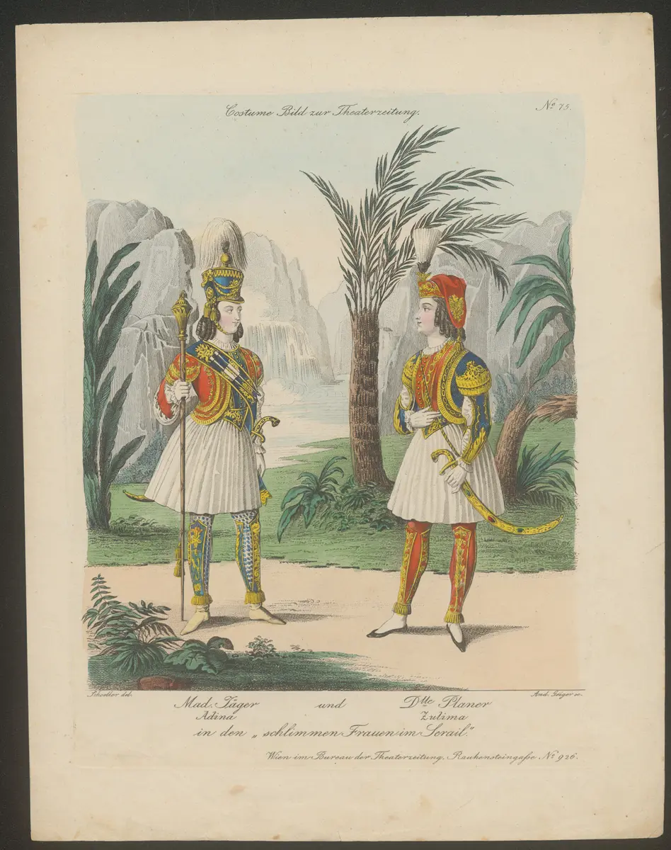 Die schlimmen Frauen im Serail, Titel in Vorlageform: Mad. Jäger und Dlle. Planer in den 