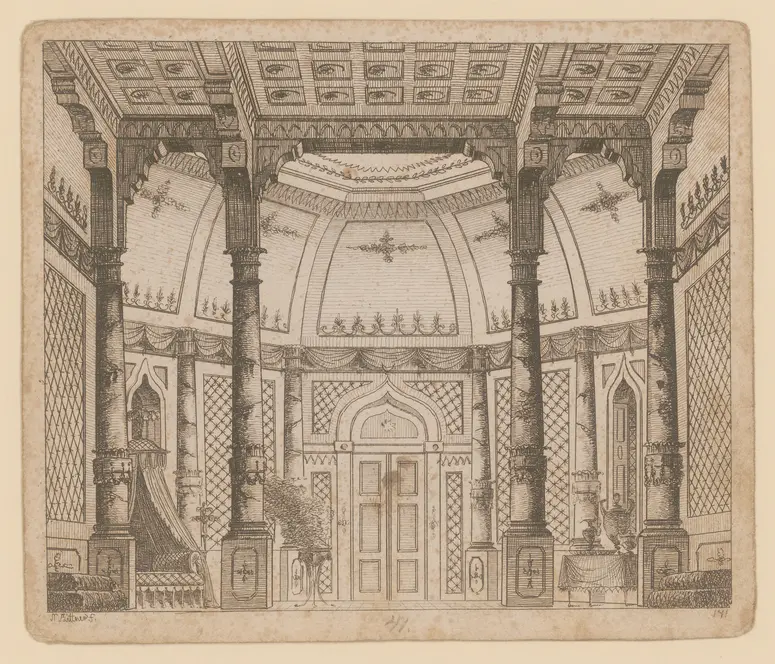 ohne Titel, Titel der Serie: Theaterdecorationen nach den Originalskitzen des k.k. Hoftheatermahlers Joseph Platzer radirt und verlegt von Norbert Bittner