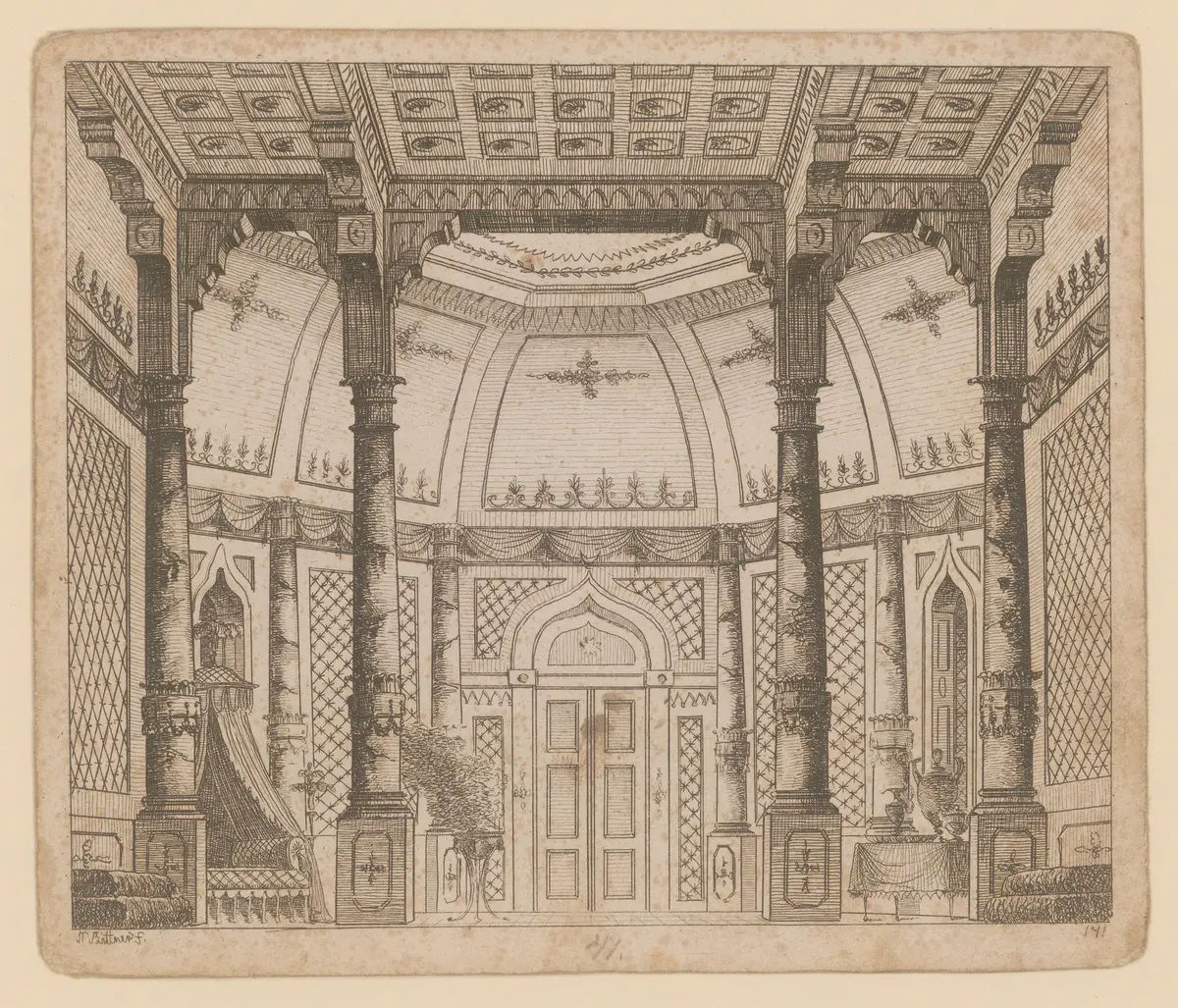 ohne Titel, Titel der Serie: Theaterdecorationen nach den Originalskitzen des k.k. Hoftheatermahlers Joseph Platzer radirt und verlegt von Norbert Bittner