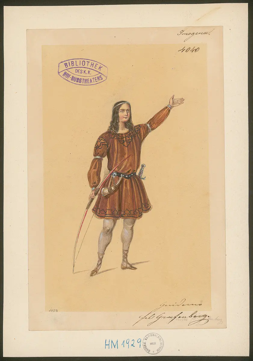 Cymbeline, Alternativtitel: Die Kinder Cymbelins, Alternativtitel: Imogena, Titel der Serie: Figurinen des k.k. Hof-Burgtheaters