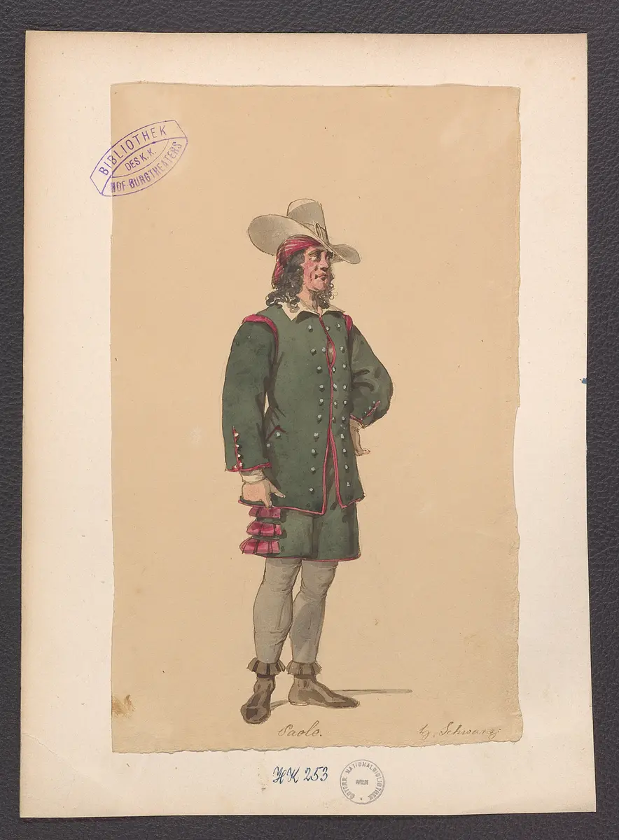 Die Grafen Montalto, Titel der Serie: Figurinen des k.k. Hof-Burgtheaters