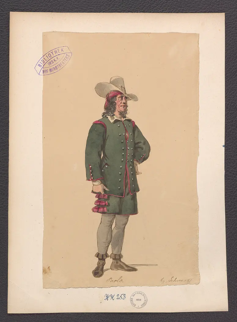 Die Grafen Montalto, Titel der Serie: Figurinen des k.k. Hof-Burgtheaters