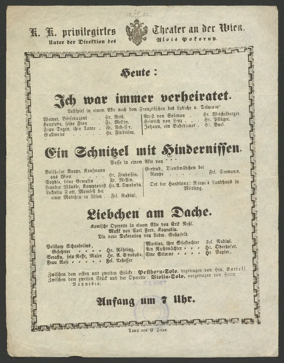 Ich war immer verheiratet, Ein Schnitzel mit Hindernissen, Liebchen am Dache