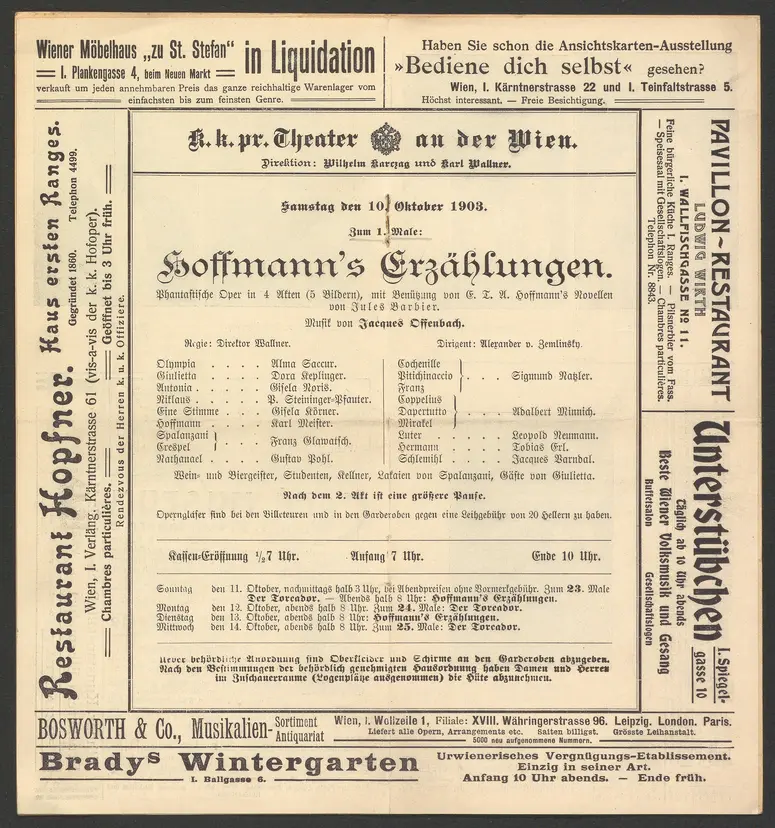 Hoffmann's Erzählungen, Alternativtitel: Hoffmanns Erzählungen
