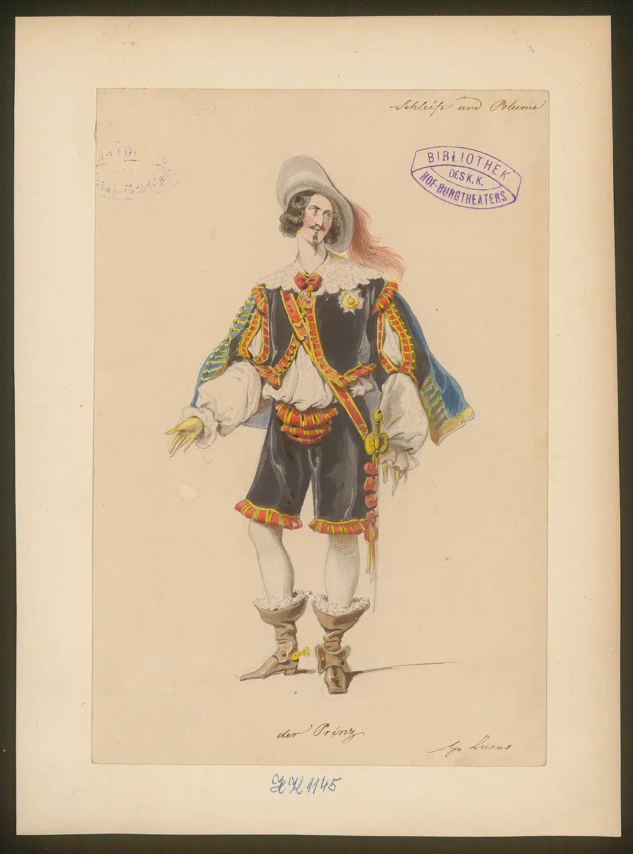 Schleife und Blume, Originaltitel: La banda y la flor, Titel der Serie: Figurinen des k.k. Hof-Burgtheaters