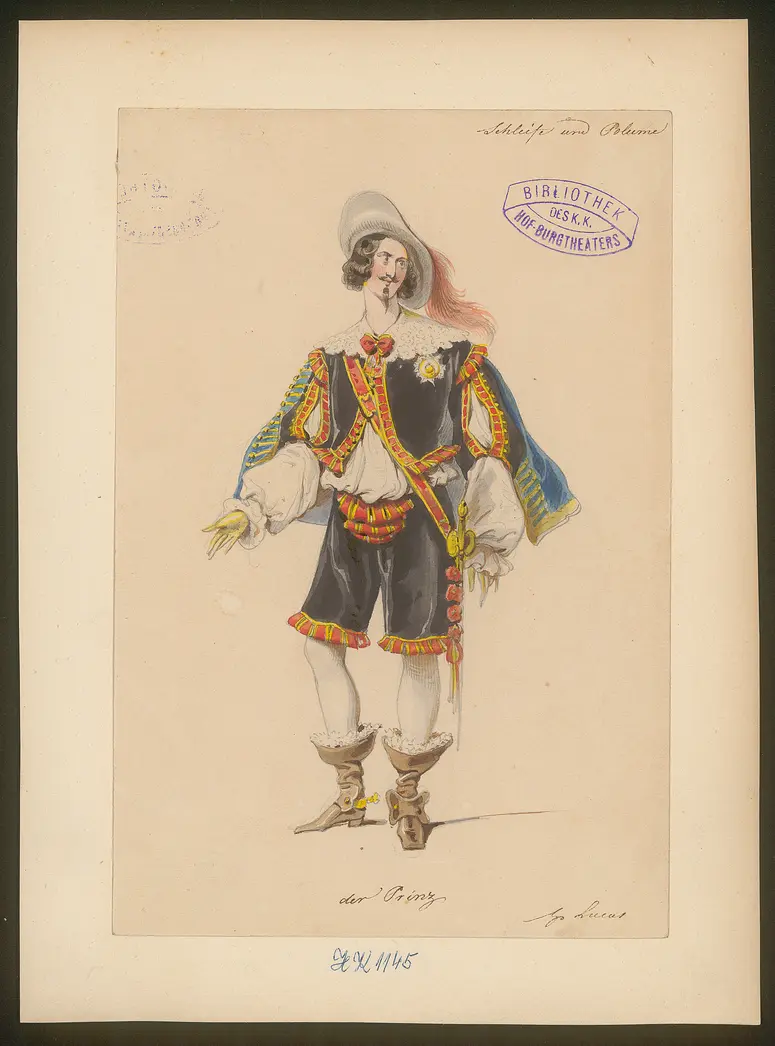 Schleife und Blume, Originaltitel: La banda y la flor, Titel der Serie: Figurinen des k.k. Hof-Burgtheaters