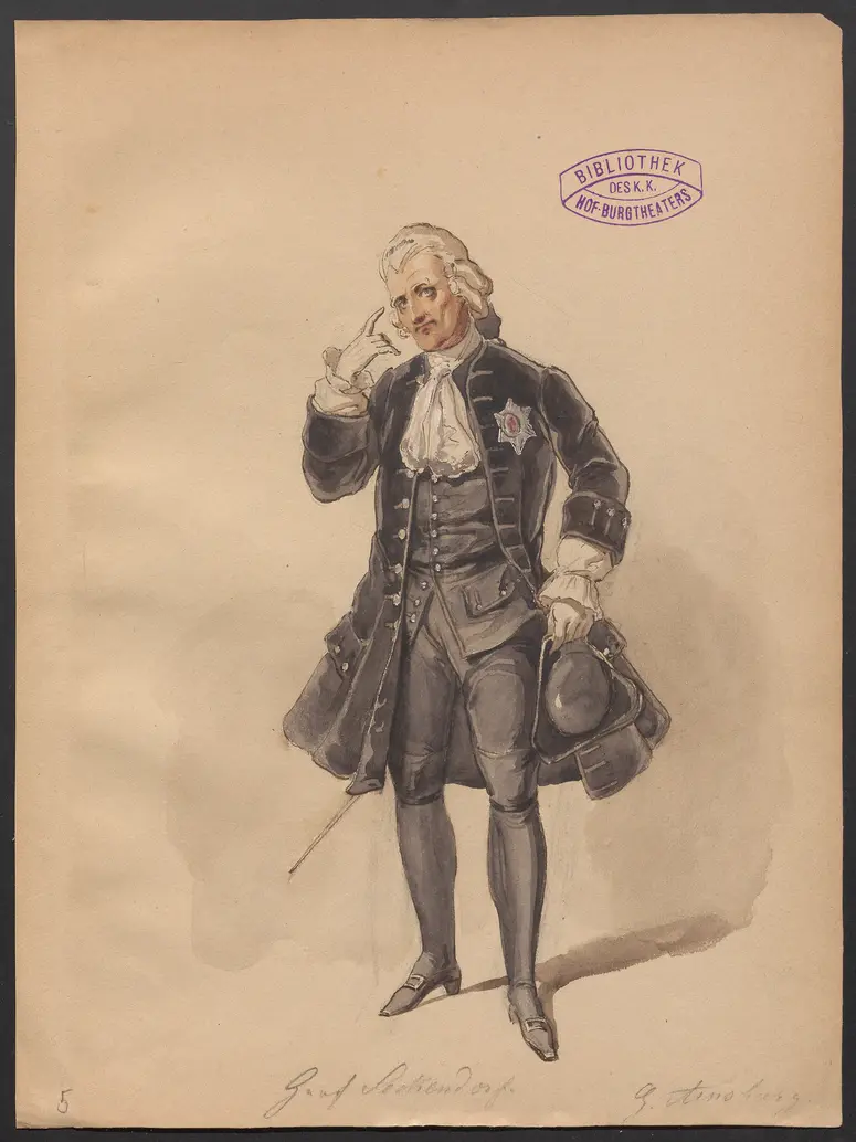 Zopf und Schwert, Titel der Serie: Figurinen des k.k. Hof-Burgtheaters