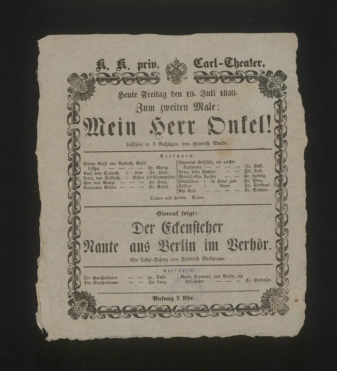 Mein Herr Onkel!, Der Eckensteher Nante aus Berlin im Verhör