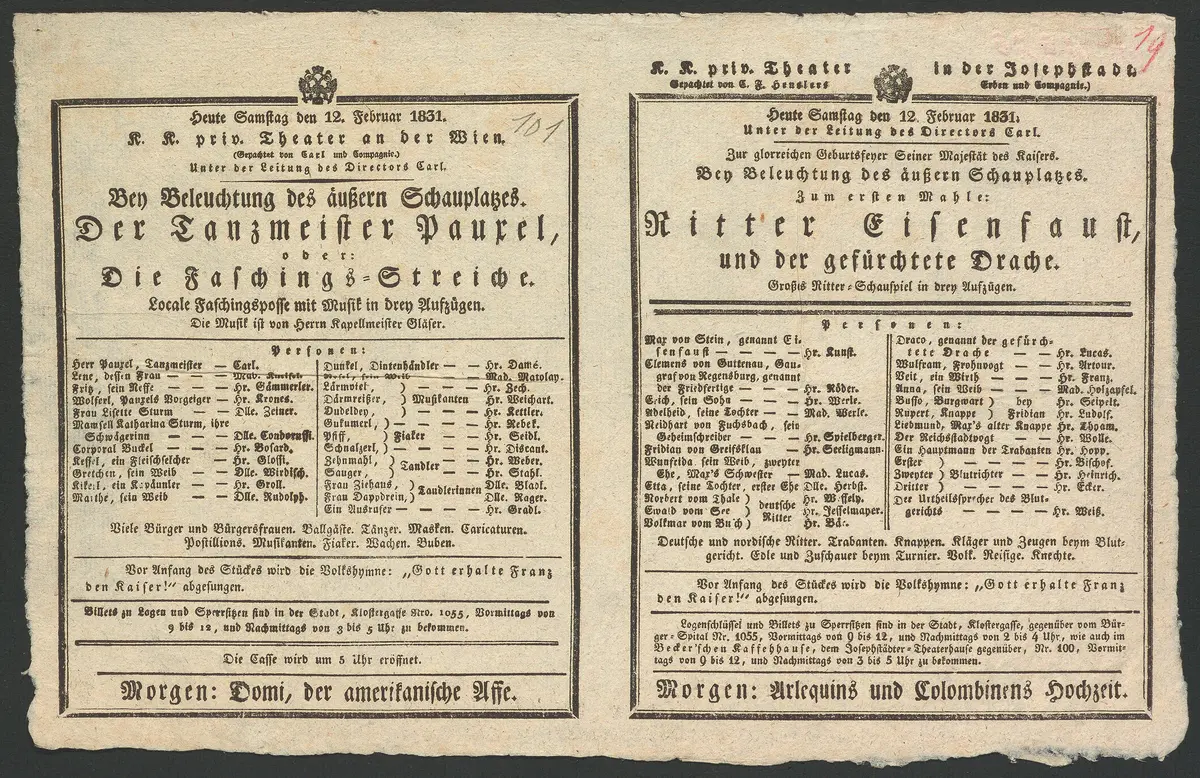 Der Tanzmeister Pauxel oder Die Faschingsstreiche, Ritter Eisenfaust, und der gefürchtete Drache